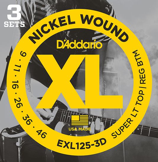 Струны для электрогитары 9-46 (3 комплекта) D'ADDARIO EXL125-3D