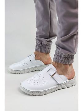 04 | "Luka" | Белые мужские медицинские сабо натуральная кожа