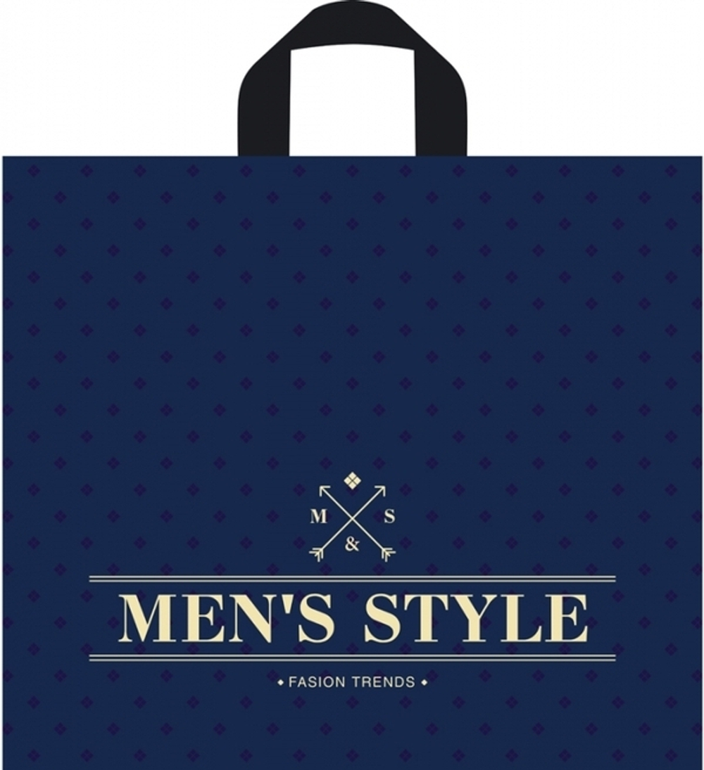 Пакет ПЭ с петлевой ручкой 34х40+6см (70) (Менс стиль синий) Тико (х50/300)