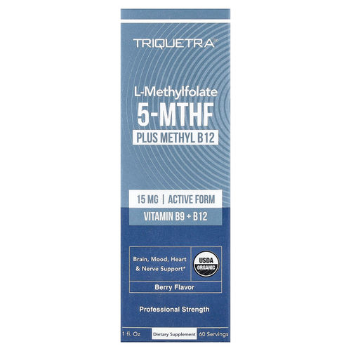 Triquetra Health, L-метилфолат 5-МТГФ с метилкобаламин12, ягодный вкус, 30 мл (1 жидк. унция)