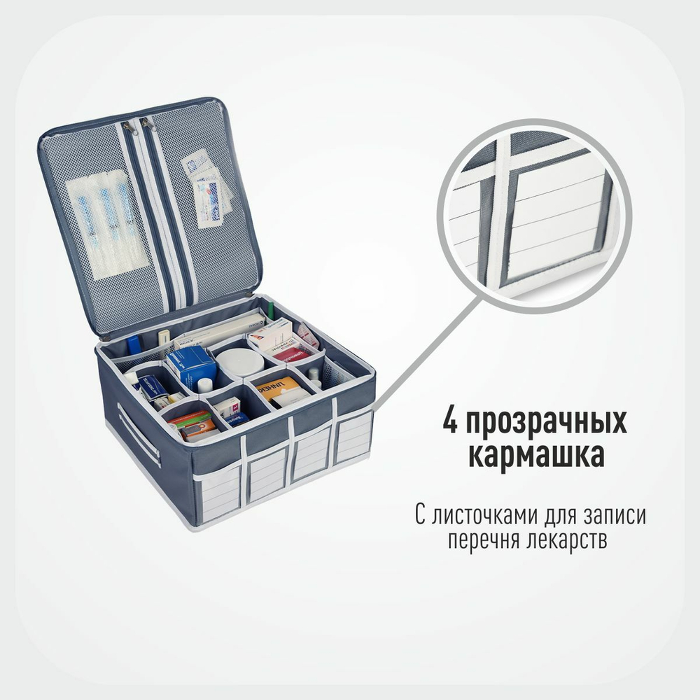 Аптечка домашняя 34х34х16 (серая)