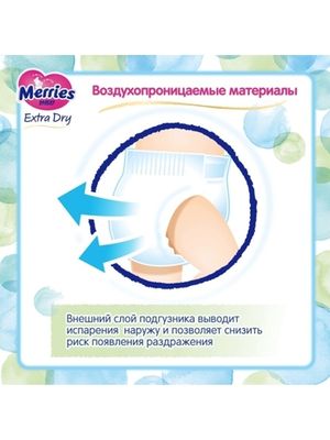 Merries TW MERRIES Extra Dry Подгузники для детей размер M 6-11кг, 86 шт