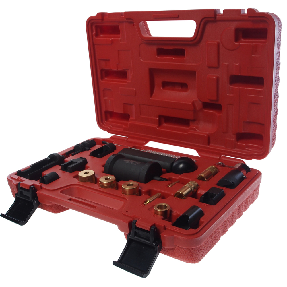 JTC-6621 - Набор инструментов для демонтажа/монтажа форсунок бензиновых (VW AUDI SEAT SKODA PORSCHE) JTC - 
Предназначен для демонтажа/монтажа форсунок высокого давления и уплотнения камеры сгорания в топливной форсунке FSI.
Применимые двигатели: 1,4, 1,6, 1,8, 2,0, 2,7 V6, 3,0 V6, 3,2 V6, 3,6 V6, 4,2 V8 FSi.
Номер VM: T10133C.