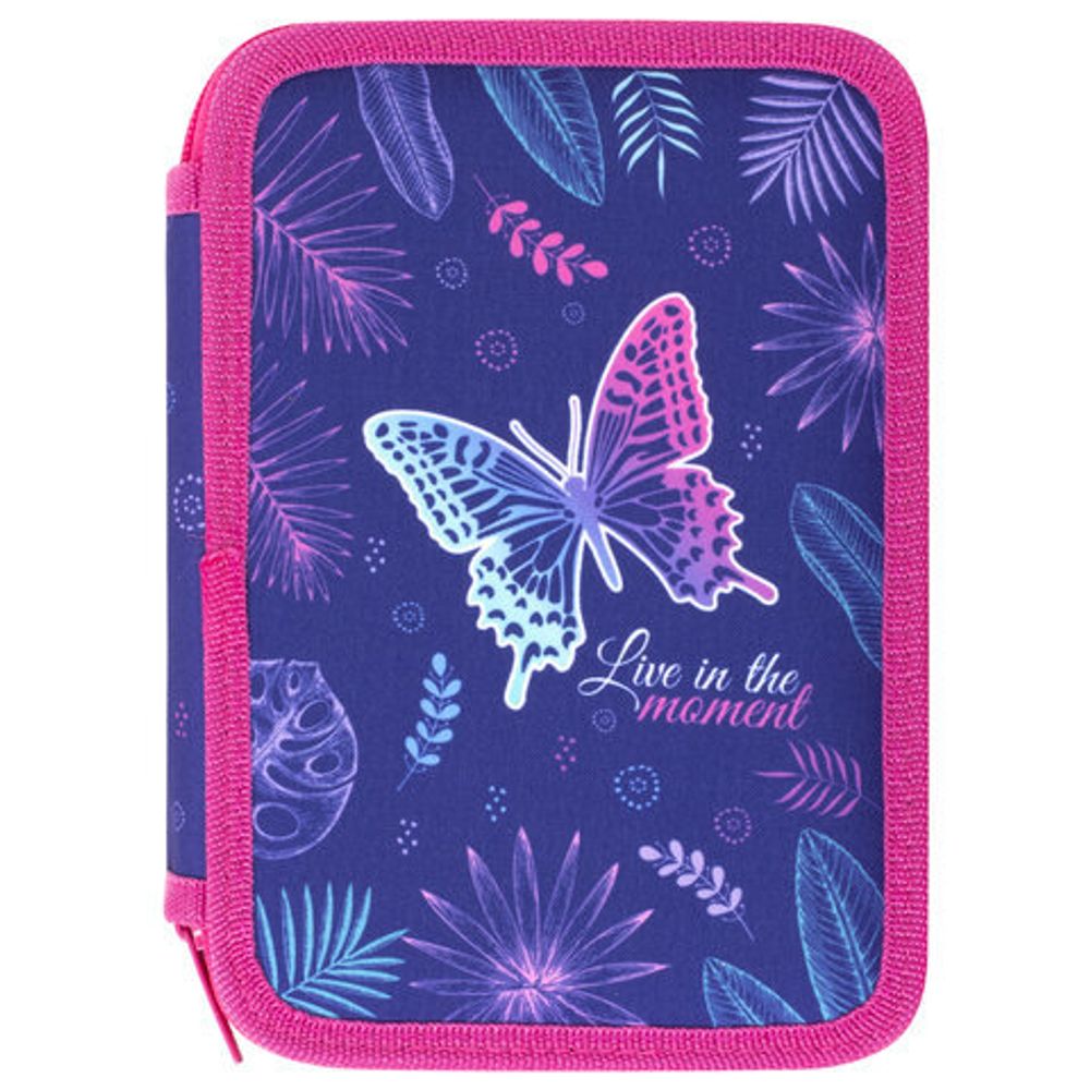 Пенал BRAUBERG, 3 отделения, полиэстер, 21х14 см, "Beautiful butterfly", 270323