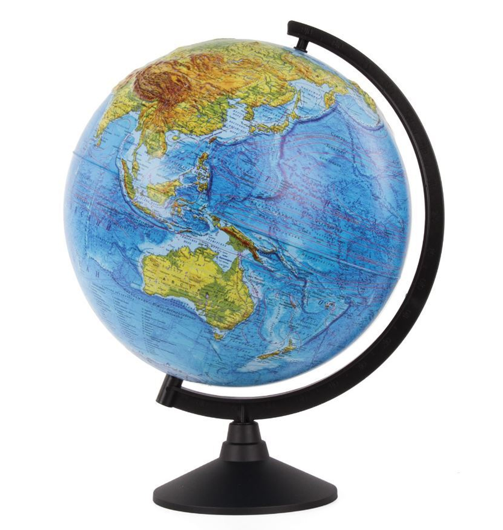 Глобус Земли Физический рельефный, диаметр 320 мм