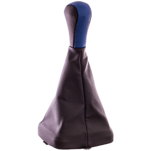 Ручка КПП /2114-2115/ иск. кожа с чехлом+рамка, синяя (SKYWAY)