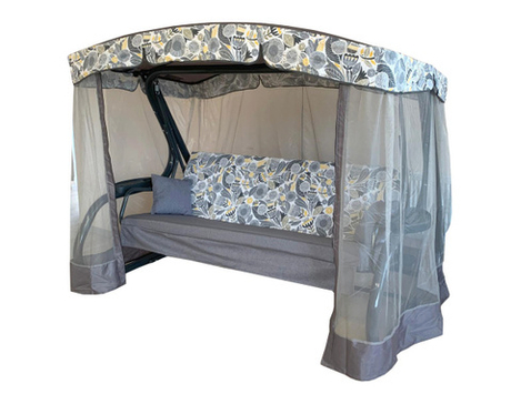 Качели садовые Garden Story 3-х местные Секвойя(каркас антрацит, м/э серый рис.без рисунка)2 уп.