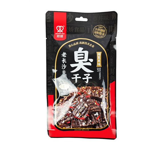 Соевая закуска SHUANG JIAO PREMIUM полоски с перцем чили и чесноком, 62гр (красная упаковка)