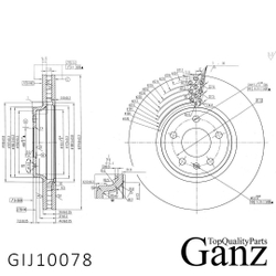 Диск тормозной передний с покрытием AUDI A4/A5/Q5 07 /Vent D=320mm GANZ GIJ10078