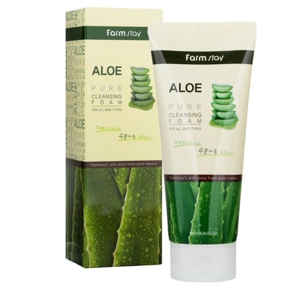 Пенка очищающая с экстрактом алое FarmStay Aloe Pure Cleansing Foam 180мл