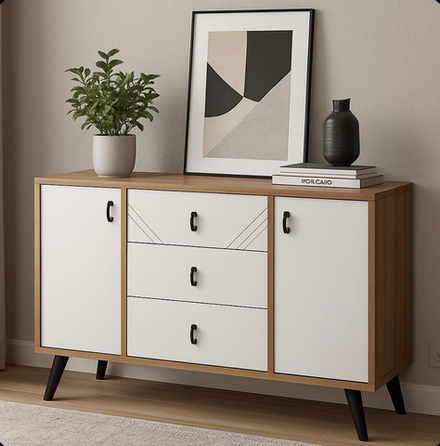 Комод 3 ящика 2 створки «Байкал» Белый