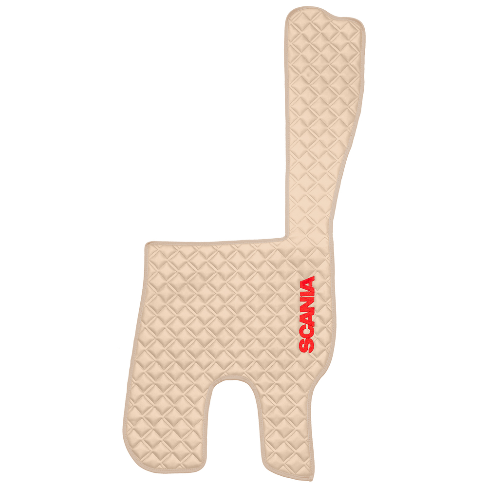 Ковры SCANIA 5 серии R (механика) (экокожа, бежевый, бежевый кант, красная вышивка)