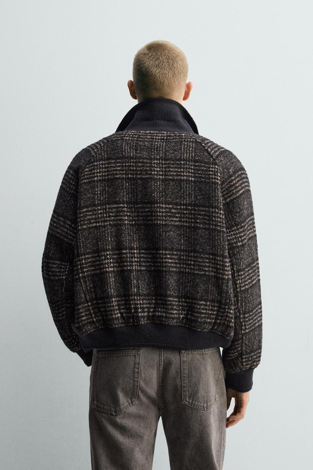 ZARA КУРТКА С ВОРОТНИКОМ И РУБЧИКОМ, ЧЕРНЫЙ/КОРИЧНЕВЫЙ