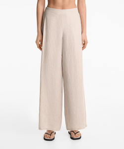 Oysho Брюки из 100%-го льна, песочный с меланжевым эффектом