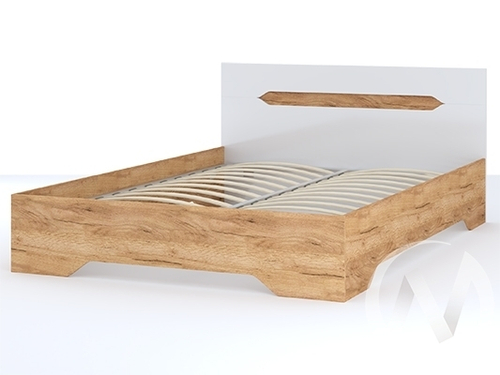 Кровать с ортопедом КР 031 Спальня Валирия (дуб крафт золотой/белый глянец)