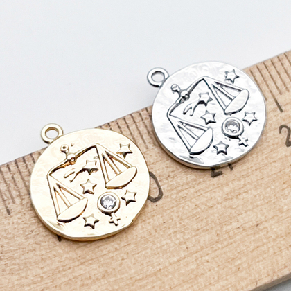 Подвеска Знак Зодиака Весы, цвет серебро, фианит, размер 16*14 мм, цена за 1 шт