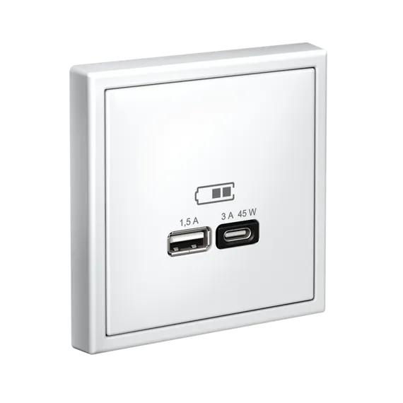 Розетка USB ArtGallery тип A+C 45Вт QC PD высокоскор. ЗУ механизм бел. SE GAL000129