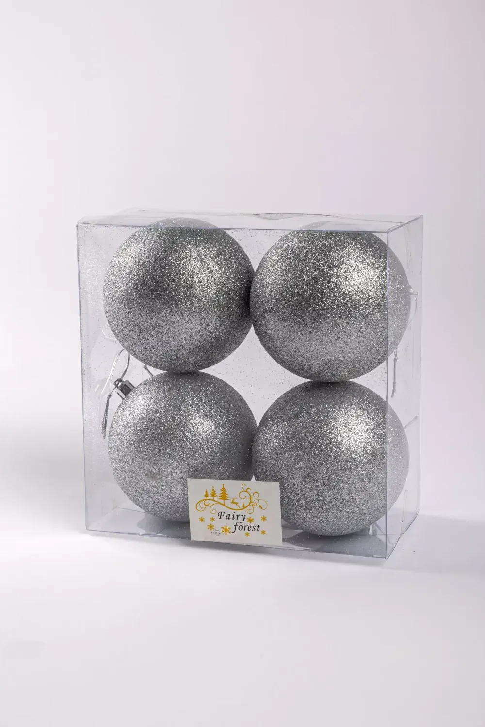 Набор новогодних шаров (4 шт) - глиттер