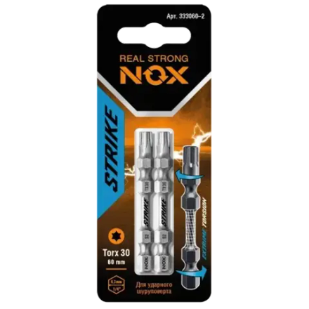 Бита impact TX 30х60мм Е6.3 2шт карта NOX STRIKE 333060-2