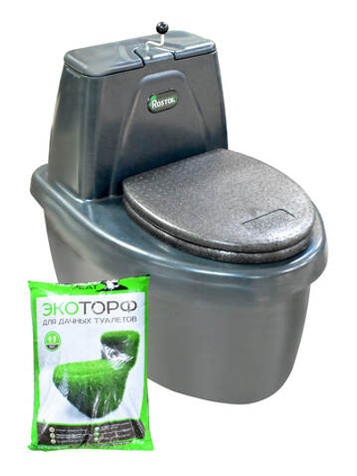 Туалет торфяной 90 л Rostok Сomfort графит (с ЭКОторфом внутри)