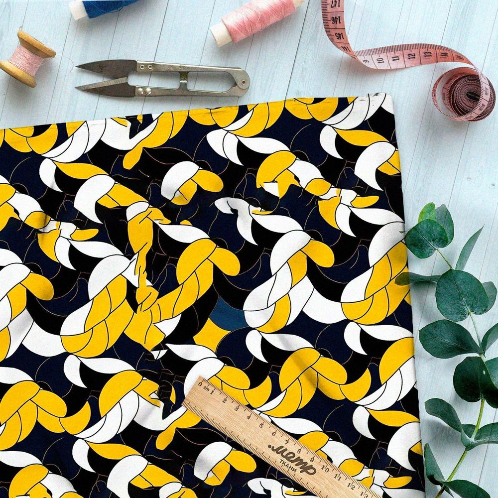 Ткань Ниагара Софт золотистый штамп