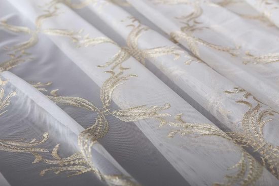 Микросетка с вышивкой Милана (светлое золото)