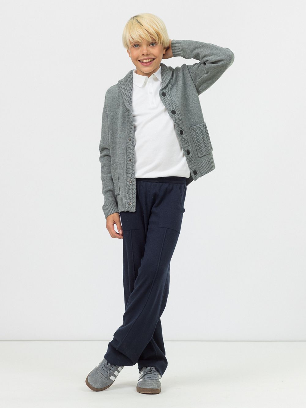Кардиган для мальчика на пуговицах в школу AT1085 серый
