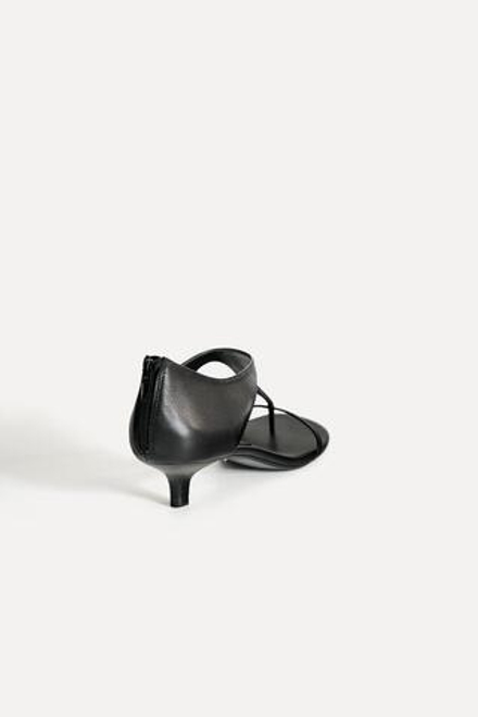 ZARA КОЖАНЫЕ БОСОНОЖКИ НА ТОНКОМ СРЕДНЕМ КАБЛУКЕ — 50TH ANNIVERSARY, ЧЕРНЫЙ