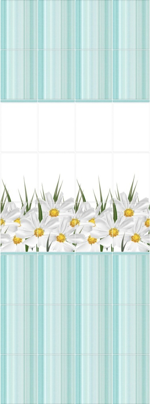 Панель ПВХ 3D Ромашка бирюза 2700х250 мм