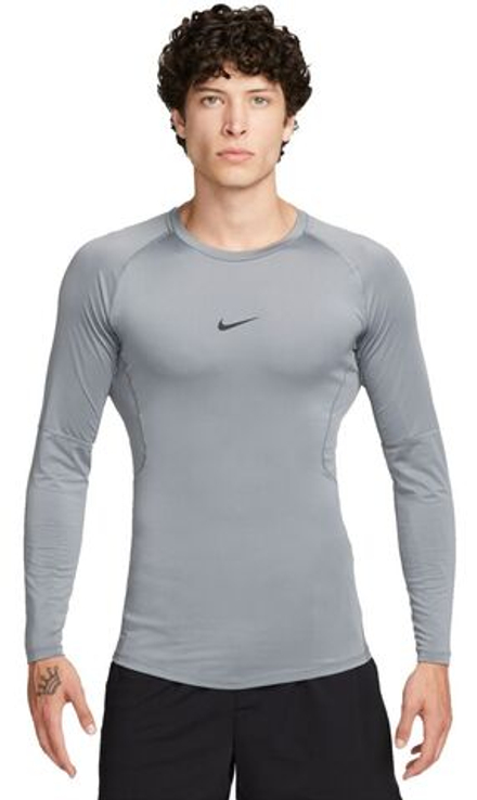 Термобелье Nike Pro Dri-FIT Tight Long-Sleeve Fitness Top - smoke grey/black - Gray