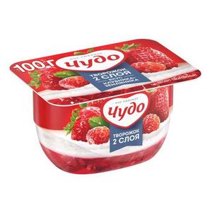 ЙОГУРТ ТВОРОЖОК КЛУБНИКА ЗЕМЛЯНИКА 4% 100ГР ЧУДО