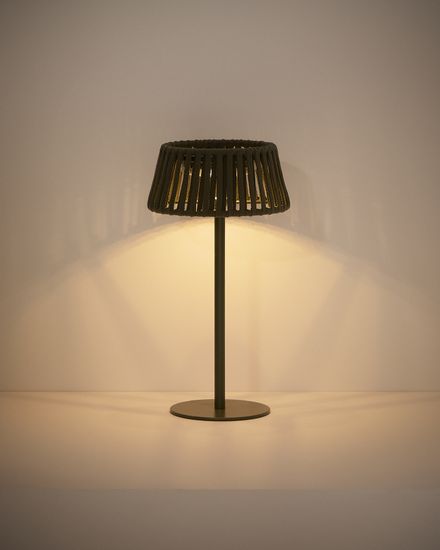 Уличная настольная лампа Aldet на солнечных батареях зеленая