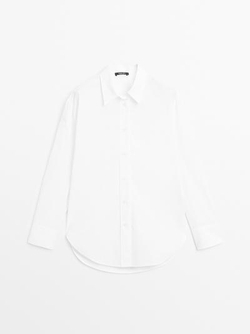 Massimo Dutti Рубашка из 100% хлопкового поплина, белый