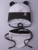 Шапка детская осенняя с ушками и снуд