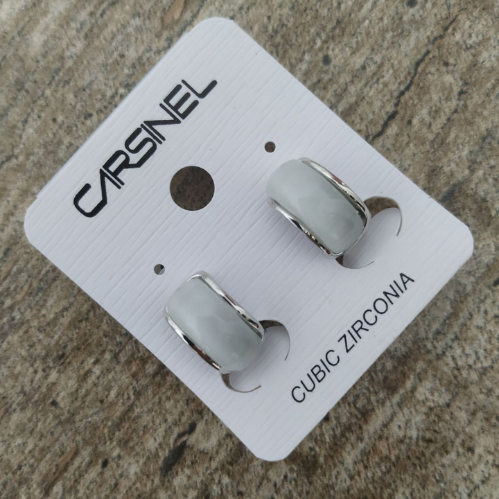 Клипсы Кошачий глаз кольца 11x13 мм цвет серый металл серебристый