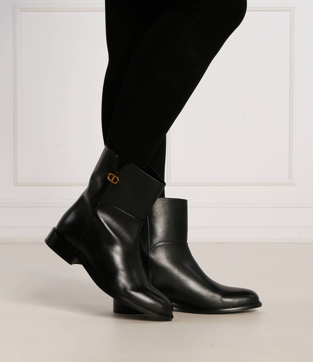 Кожаные ботильоны biker TWINSET - черный(222TCP222)