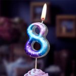 Свеча Цифра, 8 Космос, Градиент, 4,3 см, 1 шт.