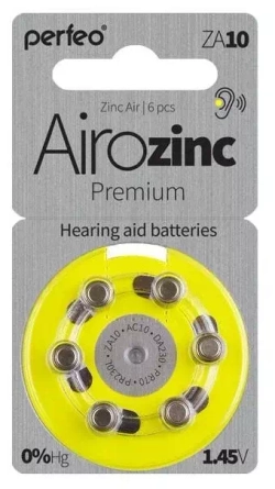 Батарейка для слуховых аппаратов ZA10 Perfeo Airozinc