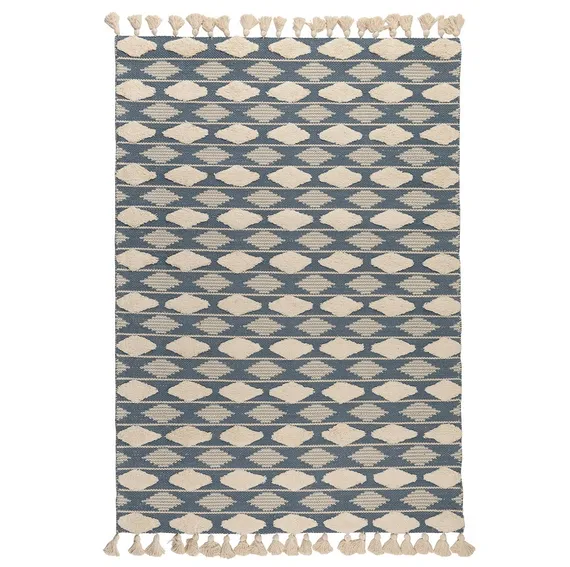 Ковер из хлопка синего цвета Argyle Ethnic 160х230 см