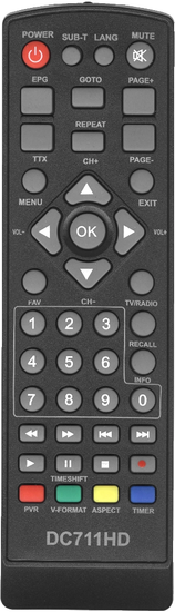 Пульт Huayu DC711HD для DVB-T2 ресивера