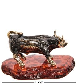 Народные промыслы AM-2826 Фигурка «Бык Успех» (латунь, янтарь)
