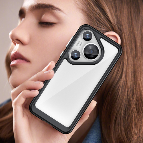 Усиленный защитный чехол с мягкими рамками черного цвета для смартфона Huawei Pura 70 Pro и Pura 70 Pro+