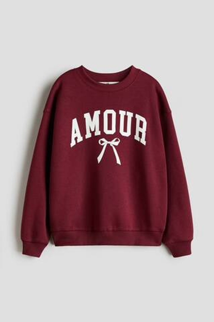 H&M Толстовка с принтом, темно-красный