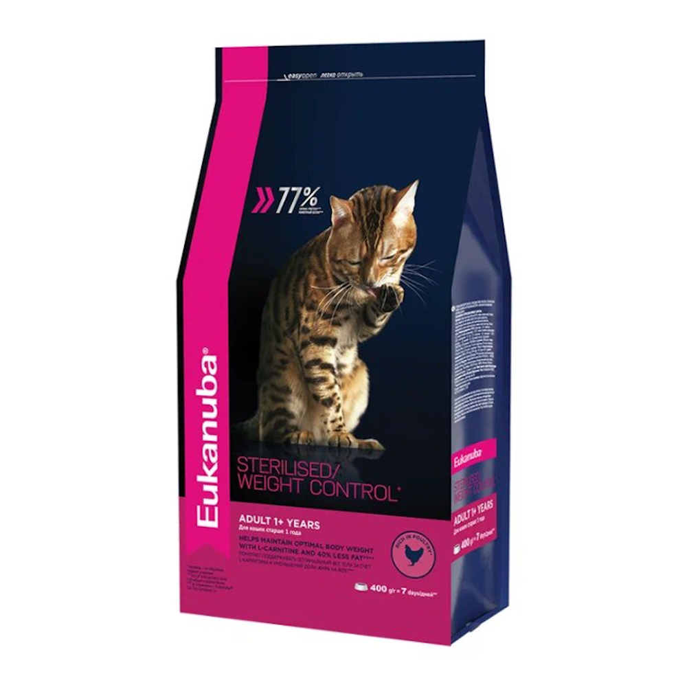 Сухой корм Eukanuba Adult Sterilised Weight Сontrol для стерилизованных кошек с избыточным весом