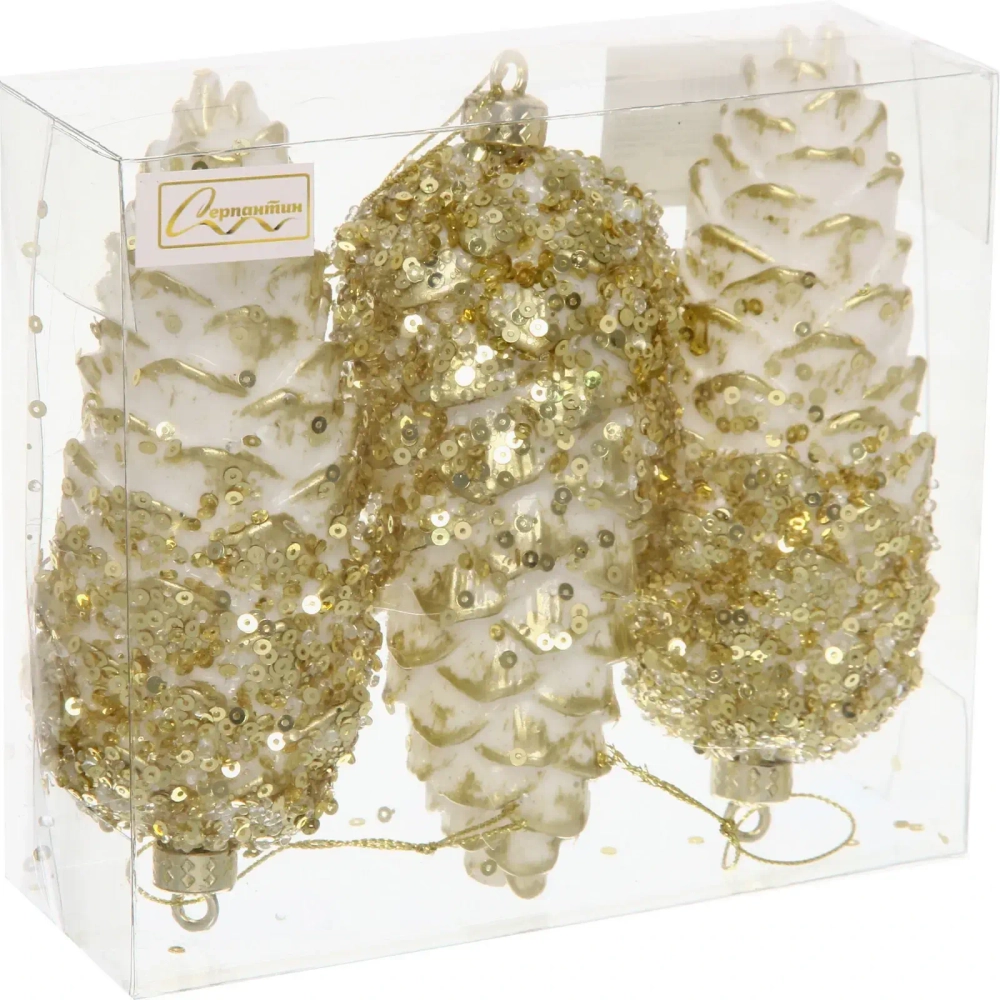 Ёлочные игрушки VERSAILLES «Орион» 14*6 м (набор 3 шт), Золото