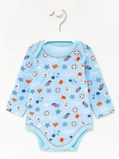 Боди детское «Полоска с якорем», цвет голубой, рост 80 см