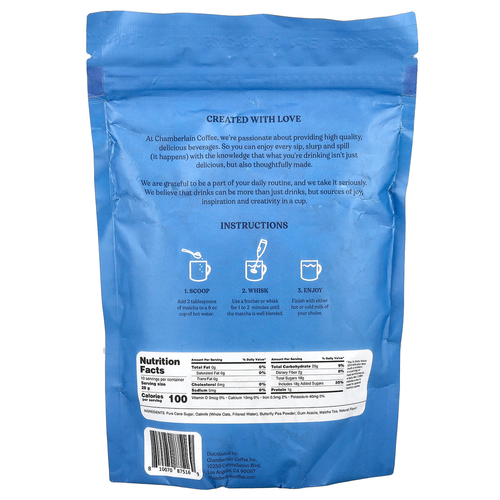 Chamberlain Coffee, латте с голубым матча и овсяным молоком, 283 г (10 унций)