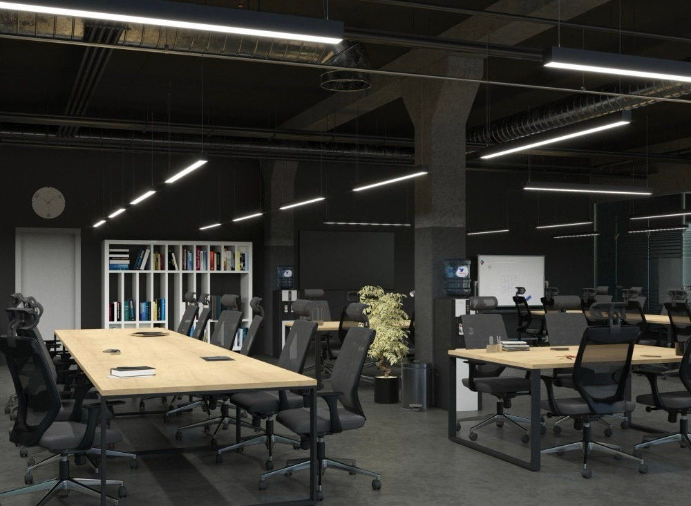 Подвесной линейный LED светильник LP55-1800 98Вт 3000К IP40 черный 9016Лм 1800х50х50мм DARKLUM