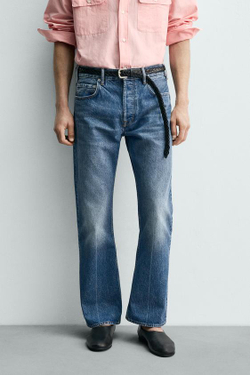 ZARA X AARON LEVINE ДЖИНСЫ STRAIGHT FIT BOOTCUT, ВЫЦВЕТШИЙ СИНИЙ