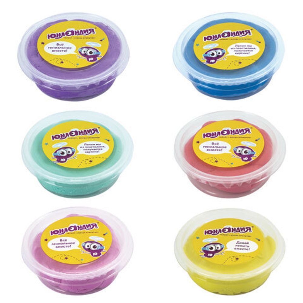 Масса для лепки лёгкая ЮНЛАНДИЯ "ЮНЛАНДИК В ГОСТЯХ У СОВЫ", 6 цветов по 45 мл, застывающая, 105019